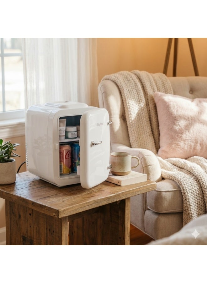 سكاي لاند ثلاجة صغيرة من سكايلاند سعة 4 لتر / 6 علب-مبرد ومسخن محمول للعناية بالبشرة ومستحضرات التجميل والأطعمة والمشروبات - ثلاجة تجميل شخصية هادئة وموفرة للطاقة للمنزل والمكتب والسيارة والسفر (أبيض) - Image 2